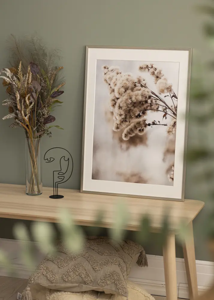 Moldura Edsbyn Prateado 40x50 cm - Passe-partout Branco 29,7x42 cm (A3)