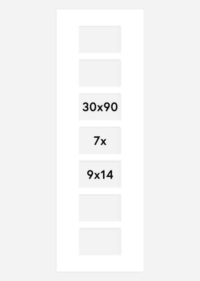 Passe-partout Branco 30x90 cm - Passe-partout para conjunto de 7 fotos (9x14 cm)