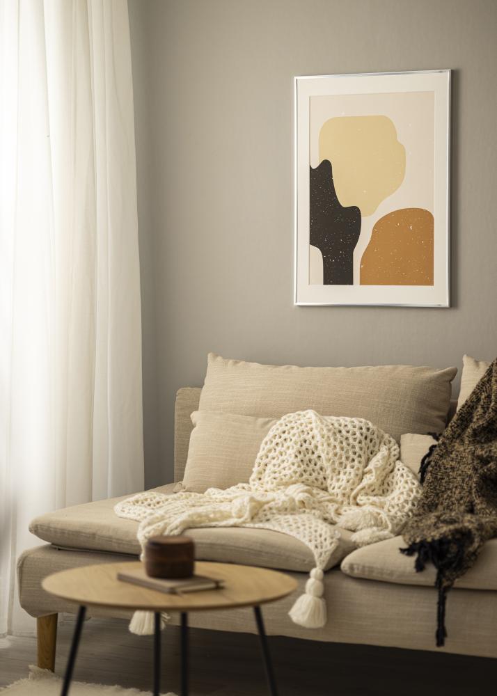Moldura Póster Frame Aluminum Prateado 70x100 cm - Passe-partout Branco 62x85 cm