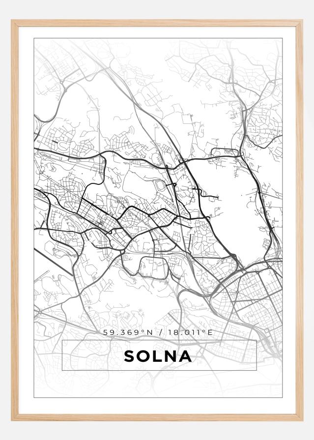 Mapa - Solna - Cartaz Branco