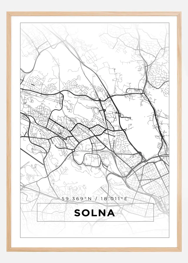 Mapa - Solna - Cartaz Branco