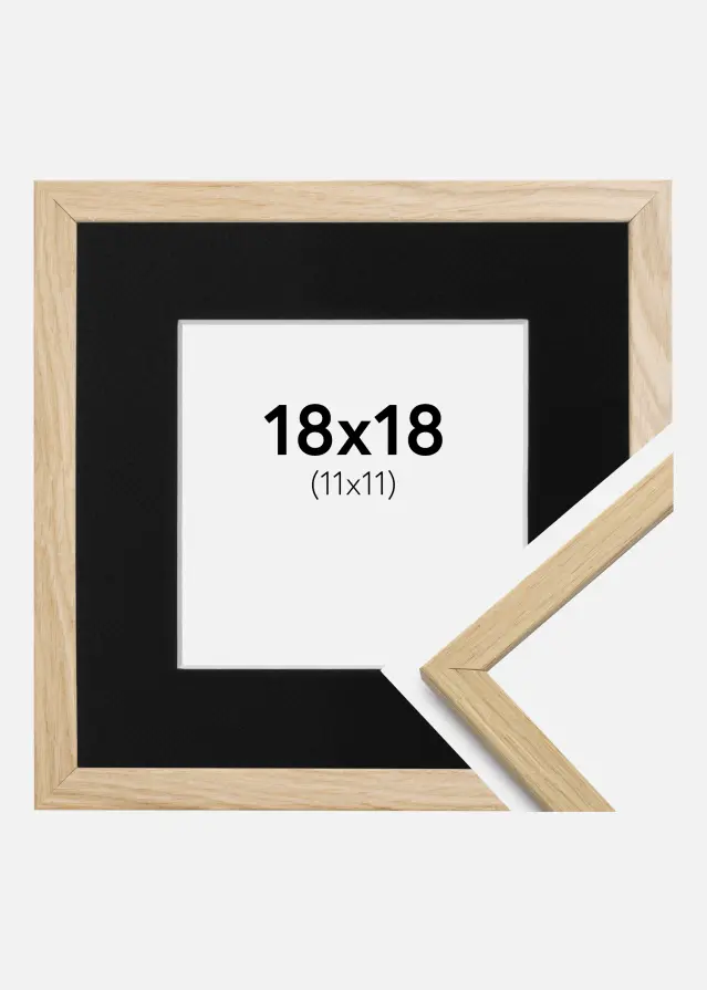 Moldura Edsbyn Carvalho 18x18 cm - Passe-partout Preto 12x12 cm