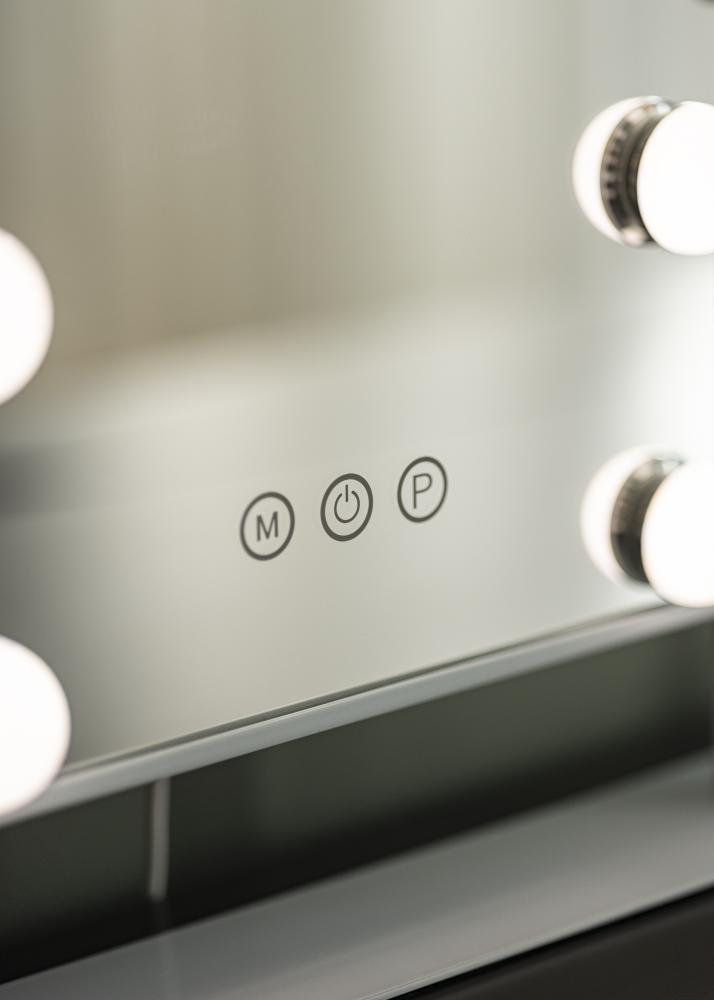 KAILA Espelho para toucador Hollywood 9 Branco 25x30 cm