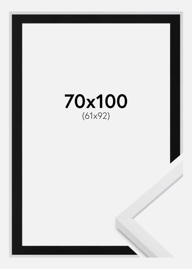 Moldura E-Line Branco 70x100 cm - Passe-partout Preto 62x93 cm