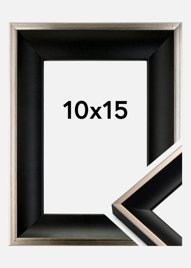 Moldura Öjaren Preto-Prateado 10x15 cm