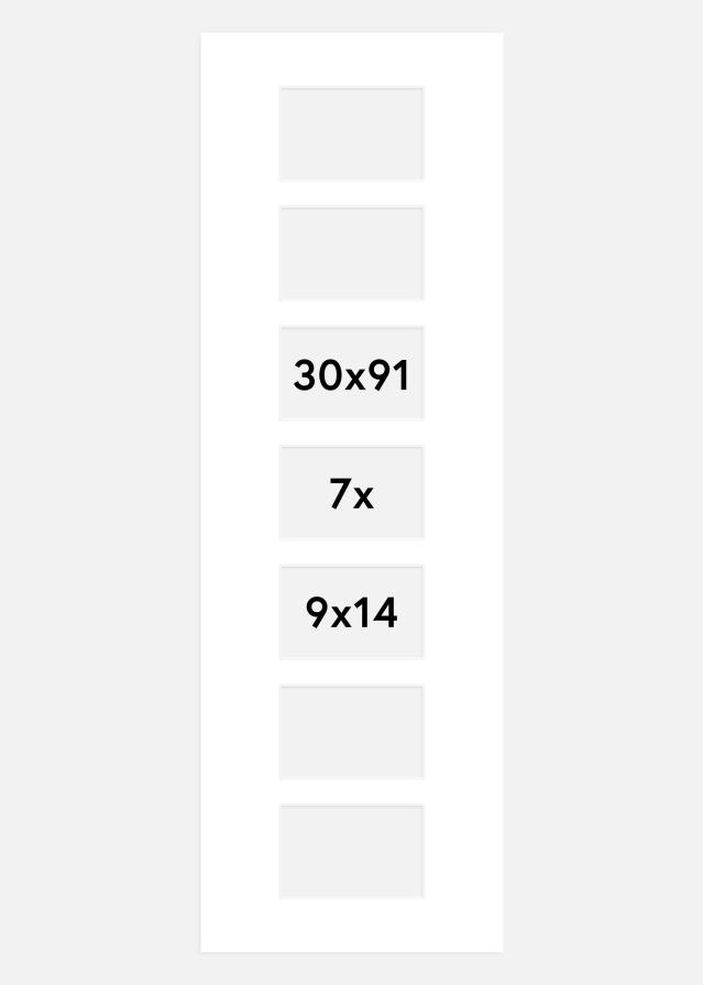 Passe-partout Branco 30x91 cm - Passe-partout para conjunto de 7 fotos (9x14 cm)