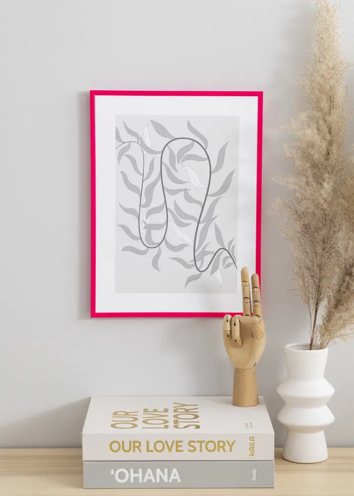 Moldura New Lifestyle Hot Pink 30x40 cm - Passe-partout Branco 20x28 cm