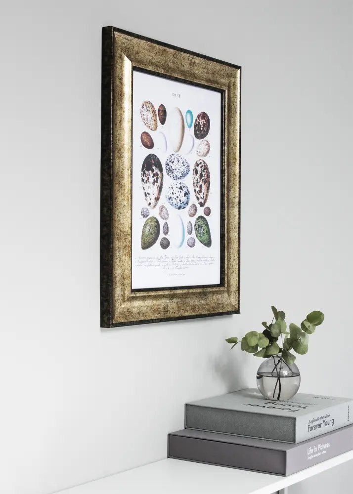 Moldura Saltsjöbaden Ouro antigo 45x60 cm - Passe-partout Preto 12x18 inches