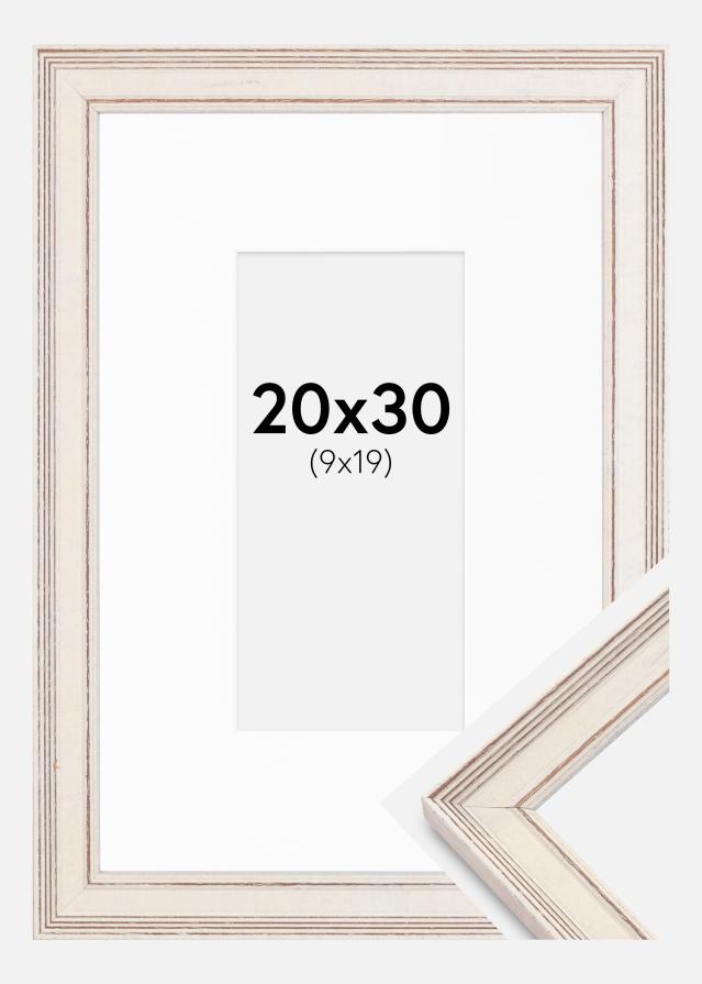 Moldura Shabby Chic Branco 20X30 cm - Passe-partout Branco 10x20 cm