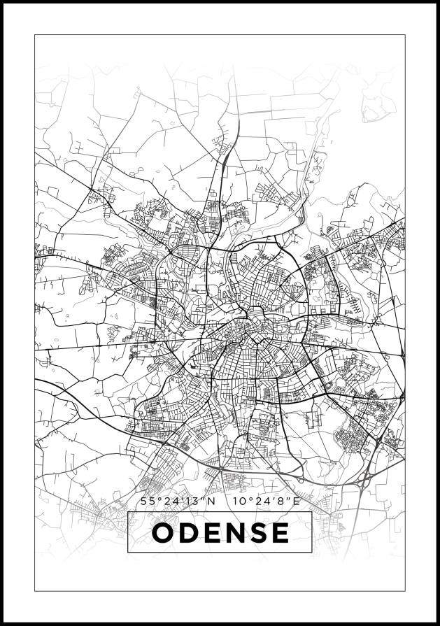 Mapa - Odense - Cartaz Branco