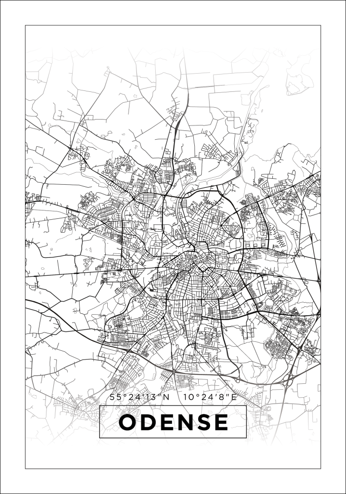 Mapa - Odense - Cartaz Branco