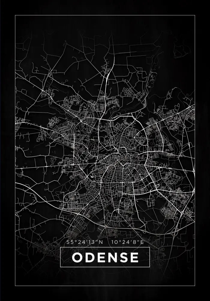 Mapa - Odense - Cartaz Preto