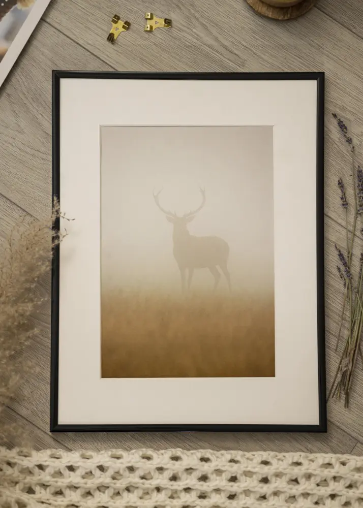 Moldura Scandi Preto 40x50 cm - Passe-partout Branco 27x35 cm