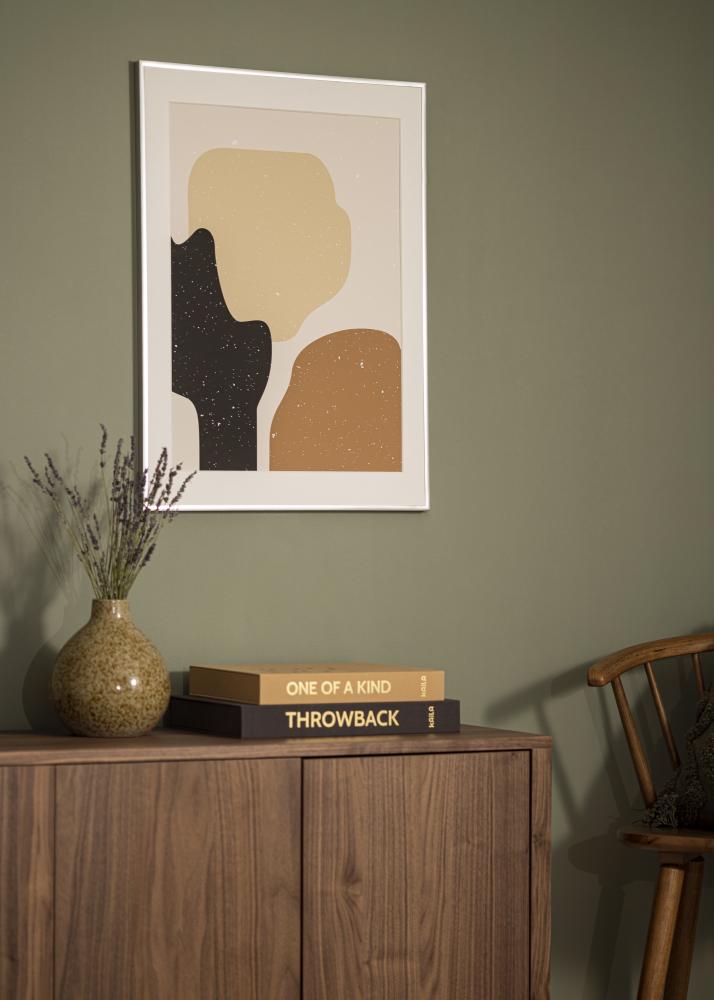 Moldura Póster Frame Aluminum Prateado 70x100 cm - Passe-partout Branco 62x85 cm