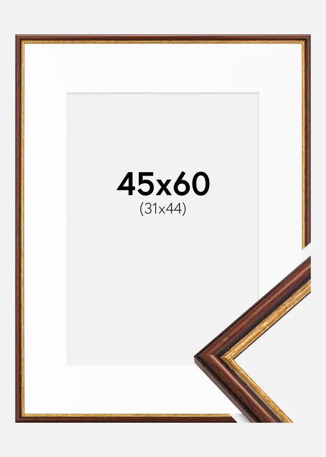 Moldura Horndal Castanho 45x60 cm - Passe-partout Branco 32x45 cm