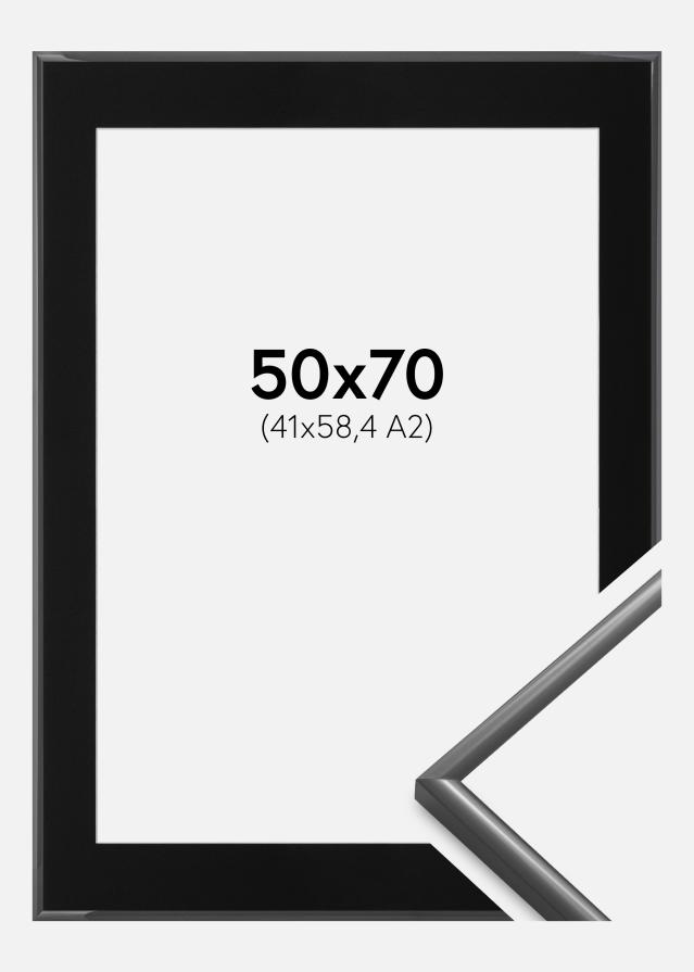 Moldura New Lifestyle Cinzento-escuro 50x70 cm - Passe-partout Preto 42x59,4 cm