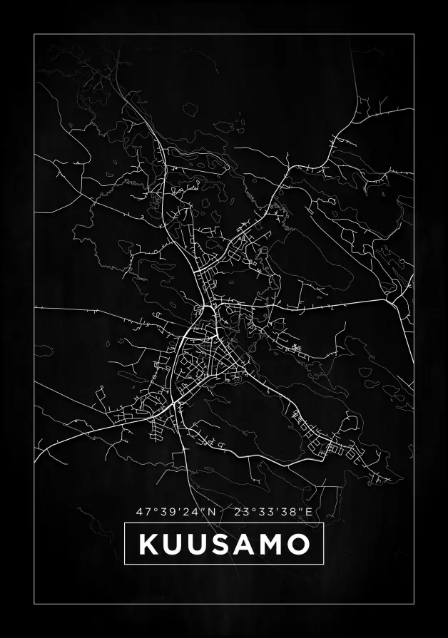 Mapa - Kuusamo - Cartaz Preto