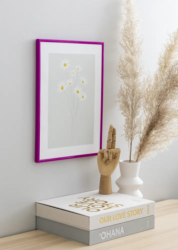 Moldura New Lifestyle Fuchsia 30x40 cm - Passe-partout Branco 20x28 cm