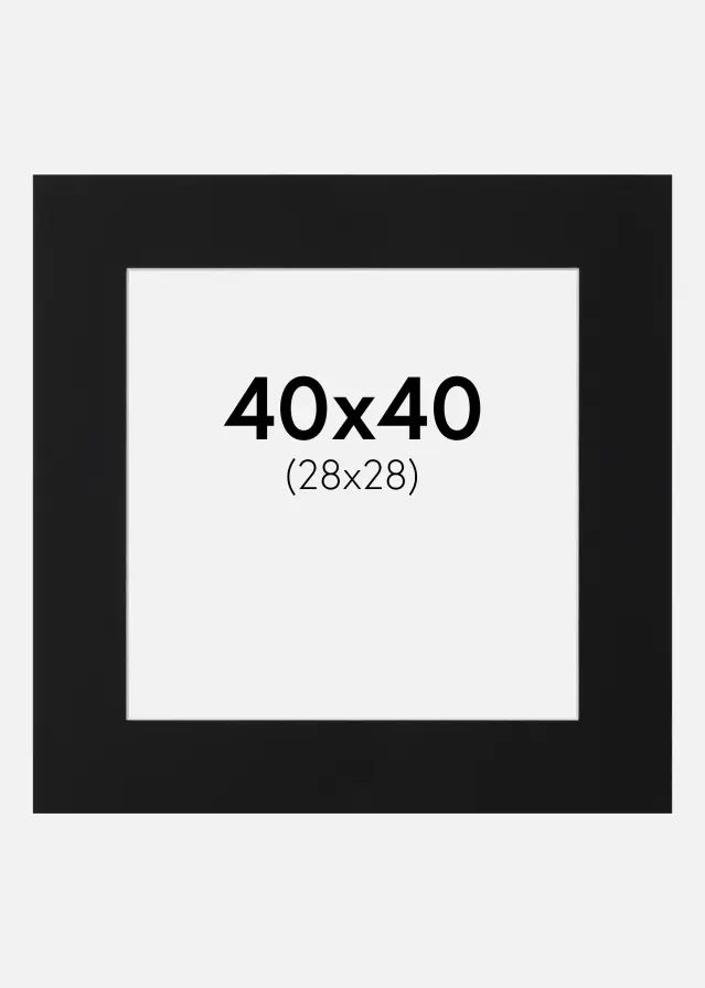 Passe-partout Preto Padrão (Bordo interior branco) 40x40 cm (28x28)