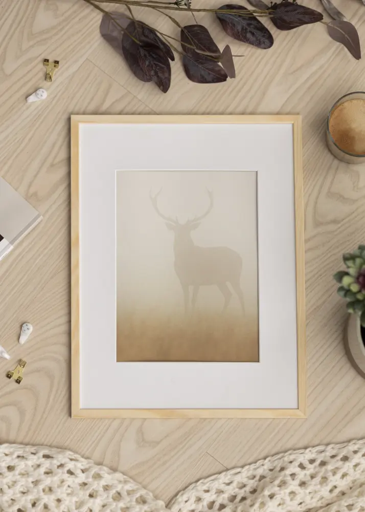 Moldura Galant Pinho 40x40 cm - Passe-partout Branco 10x10 inches