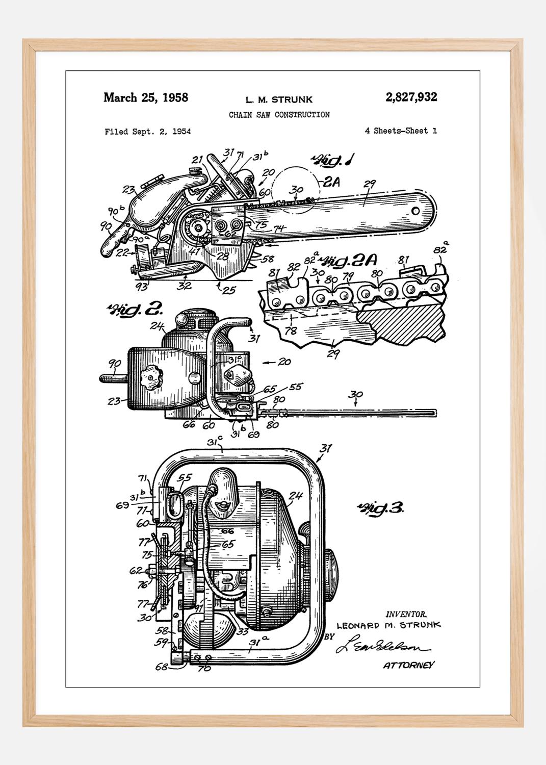 Product Image for Patent Print - Chain Saw - White Póster (21x29.7 cm (A4))