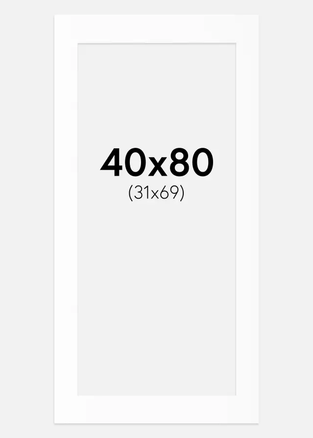 Passe-partout Branco Padrão (Bordo interior branco) 40x80 cm (31x69)