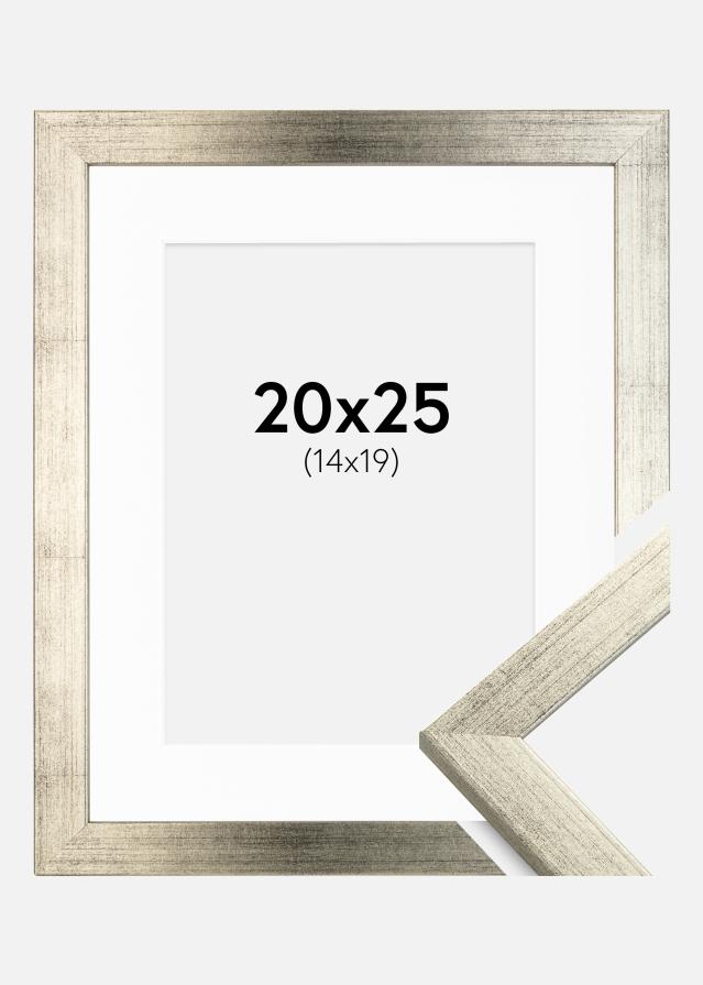 Moldura Stilren Prateado 20x25 cm - Passe-partout Branco 15x20 cm