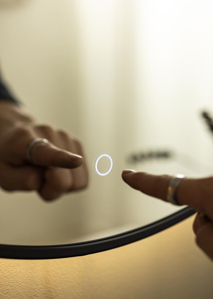 KAILA Espelho Circle LED Preto 80 cm Ø