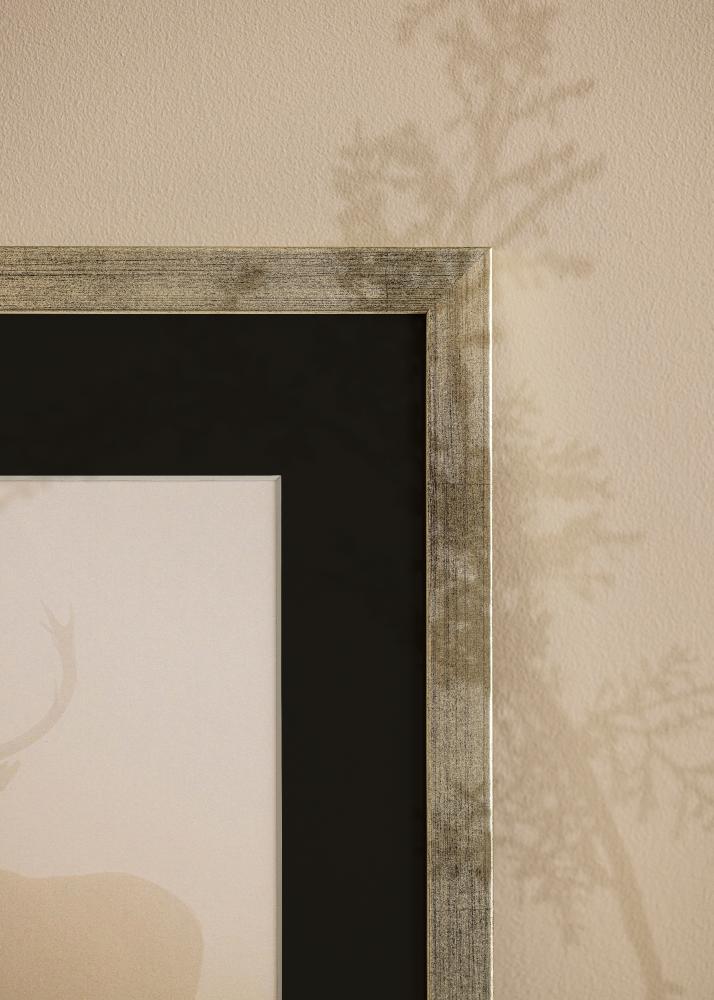 Moldura Stilren Prateado 50x60 cm - Passe-partout Preto 35x45 cm