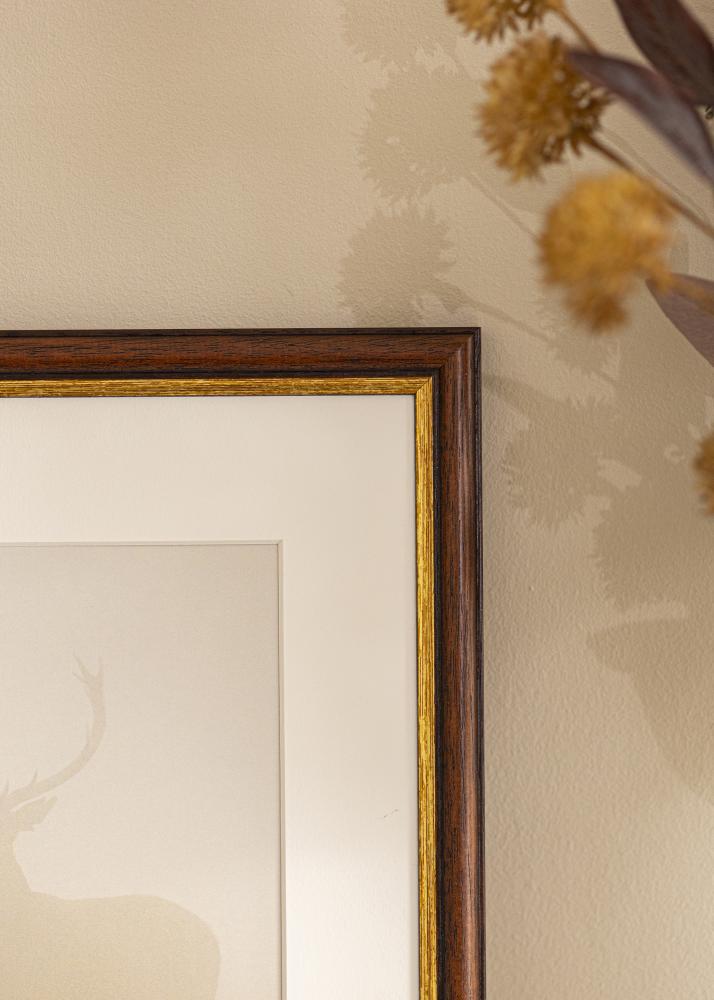 Moldura Siljan Marrom 55x55 cm - passe-partout Branco 42x42 cm