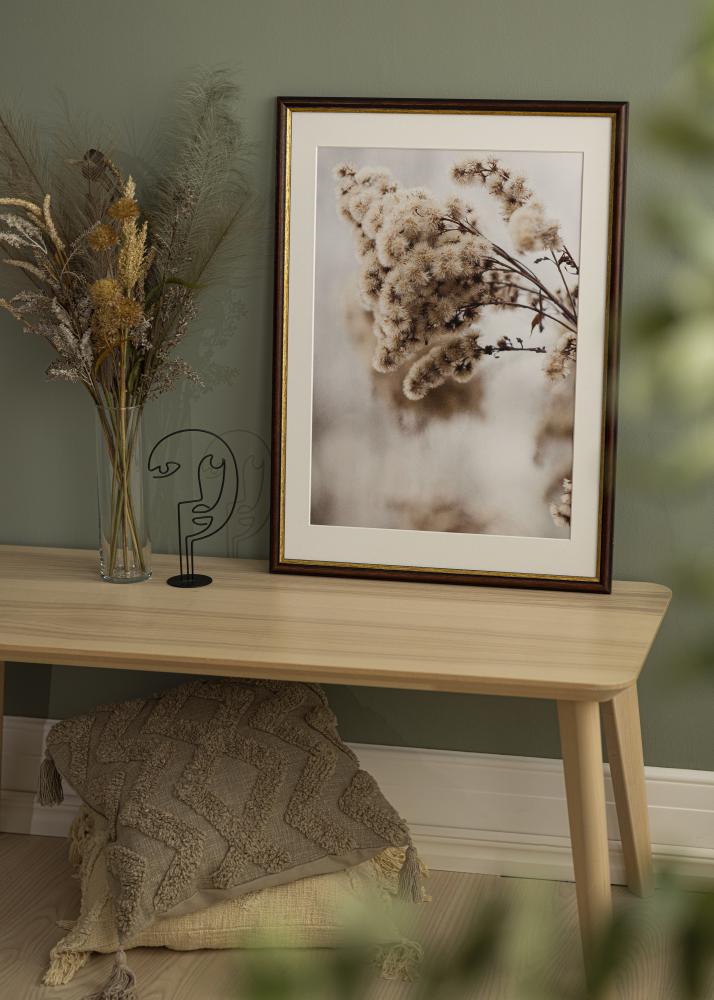 Moldura Siljan Marrom 55x55 cm - passe-partout Branco 42x42 cm