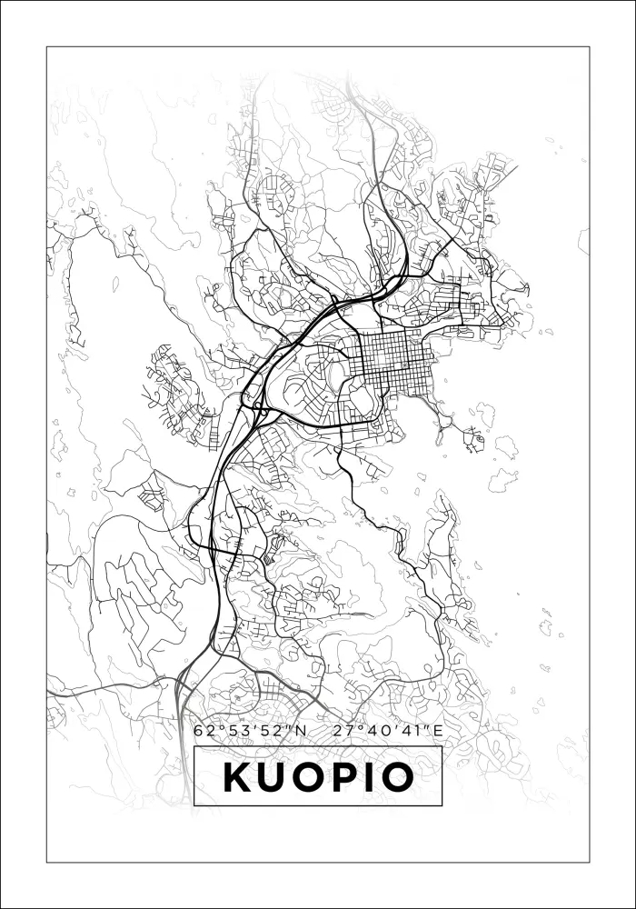Mapa - Kuopio - Cartaz Branco
