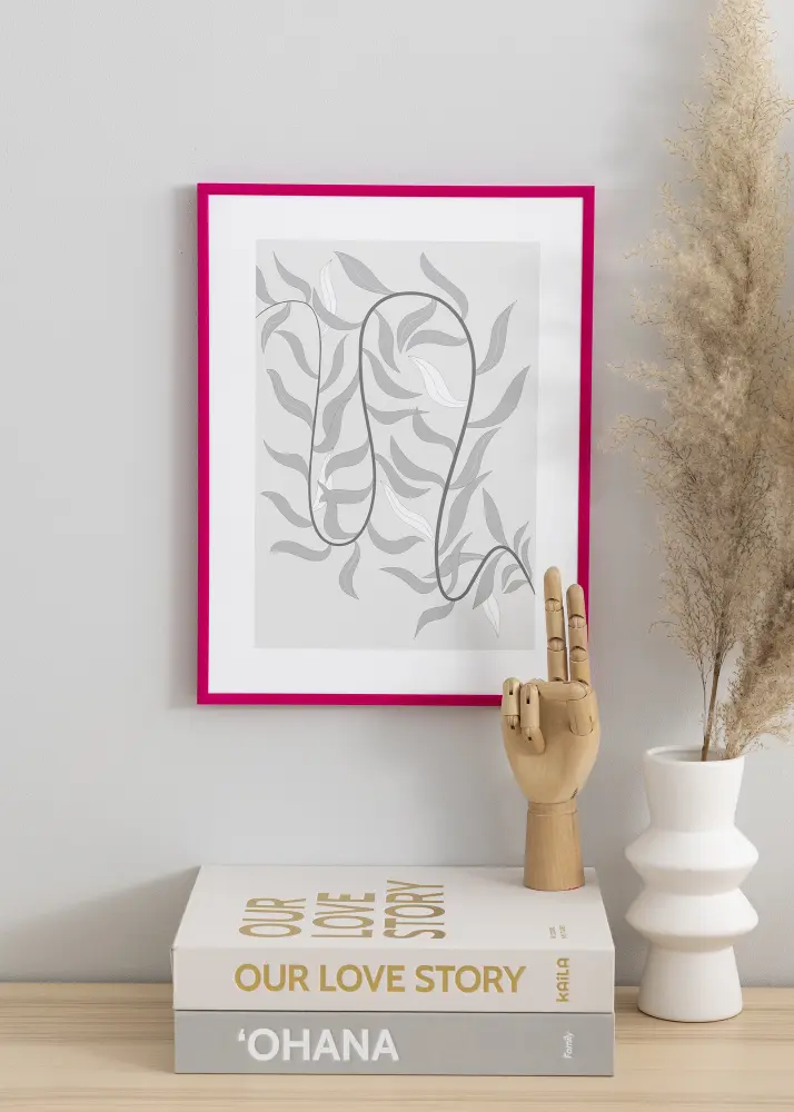 Moldura New Lifestyle Rosa-escuro 30x40 cm - Passe-partout Branco 20x28 cm