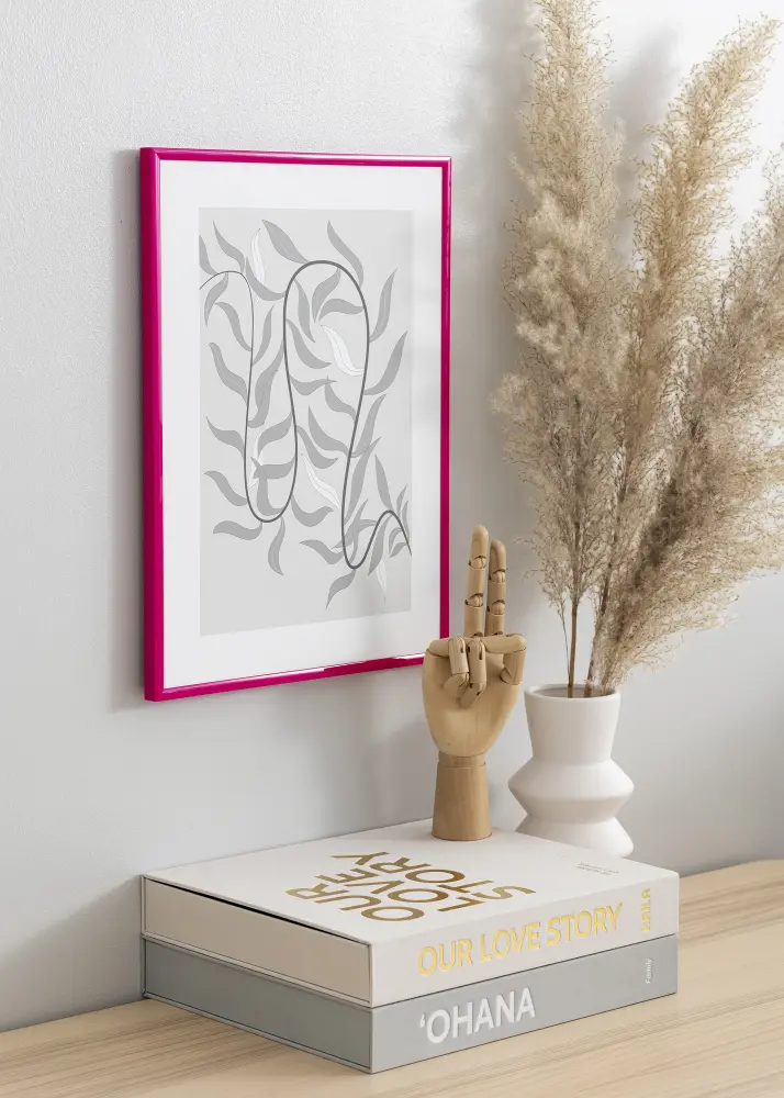 Moldura New Lifestyle Rosa-escuro 30x40 cm - Passe-partout Branco 20x28 cm