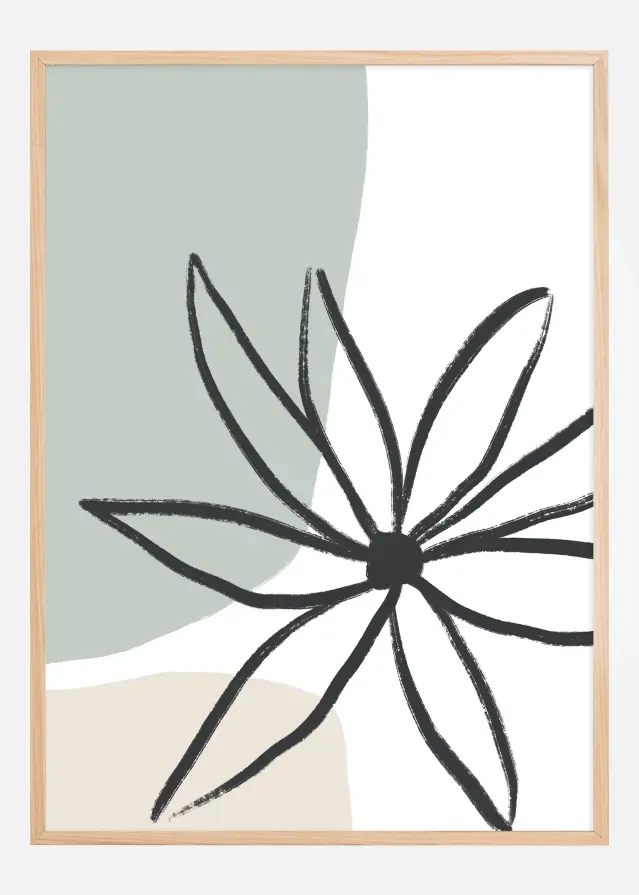Flower Mint and Cream Póster