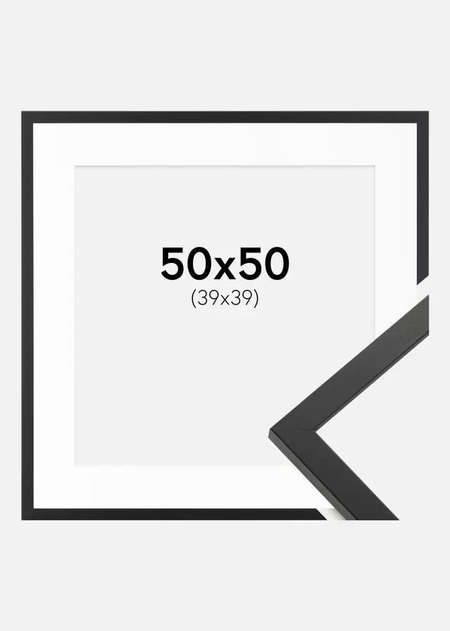 Moldura Trendy Preto 50x50 cm - Passe-partout Branco 40x40 cm