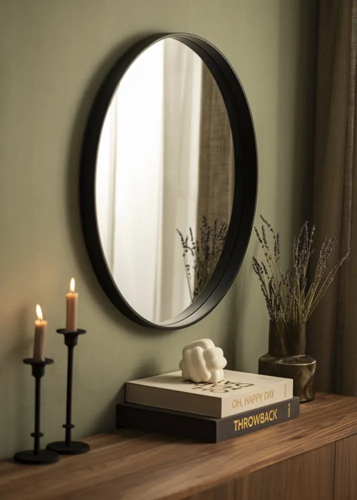 Espelho Reflection Preto 70 cm Ø