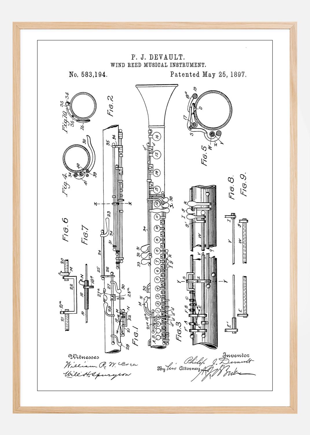 Product Image for Patent Print - Clarinet - White Póster (70x100 cm)