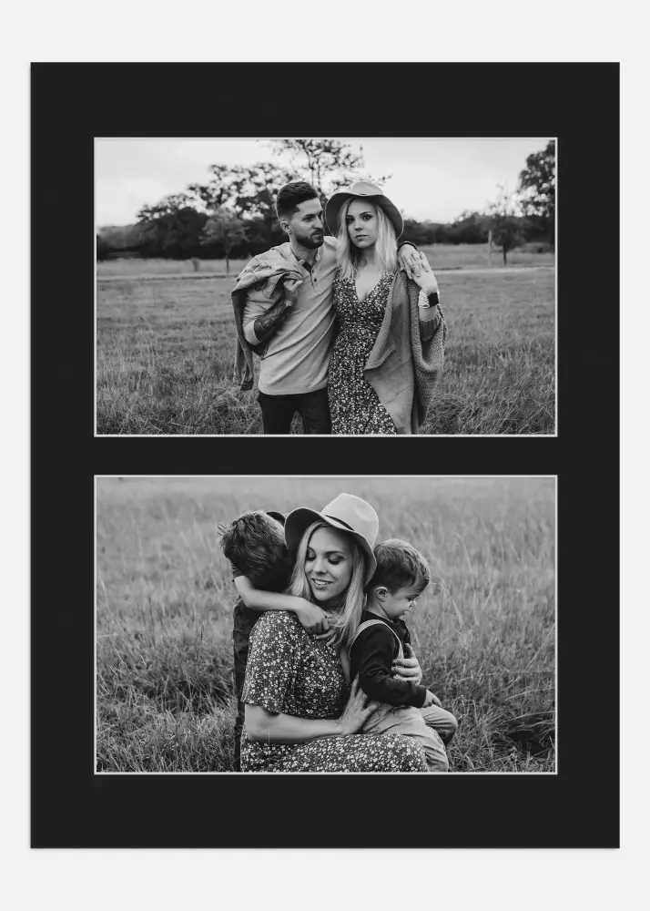 Passe-partout Preto 18x24 cm - Passe-partout para conjunto de 2 fotos (9x14 cm)