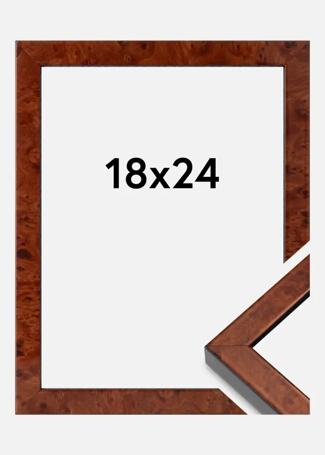 Moldura Hermes Vidro acrílico Burr Walnut 18x24 cm