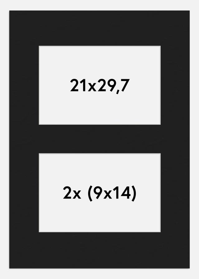 Passe-partout Preto 21x29,7 cm - Passe-partout p/ conjunto de 2 fotos (9x14 cm)