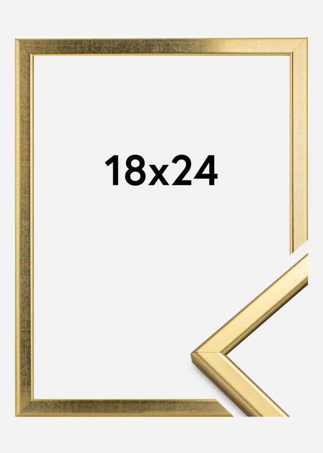 Moldura Slim Mate Vidro antirreflexo Dourado 18x24 cm