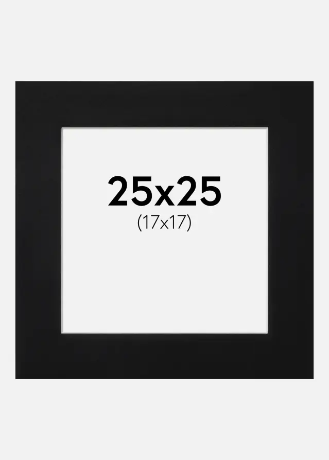 Passe-partout Preto Padrão (Bordo interior branco) 25x25 cm (17x17)