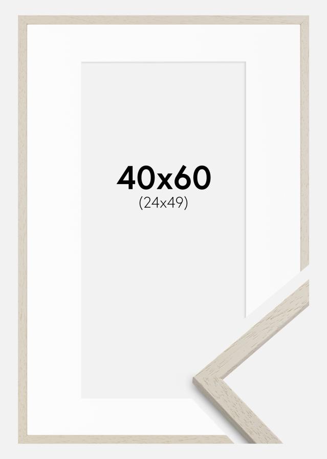 Moldura Edsbyn Sand 40x60 cm - Passe-partout Branco 25x50 cm