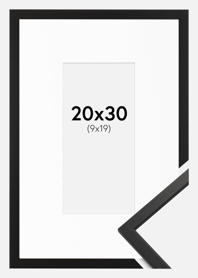 Moldura Edsbyn Preto 20x30 cm - Passe-partout Branco 10x20 cm