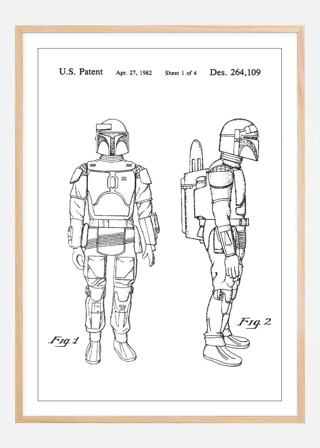 Product Image for Desenho de patentes - Star Wars - Boba Fett - Branco Póster (21x29.7 cm (A4))