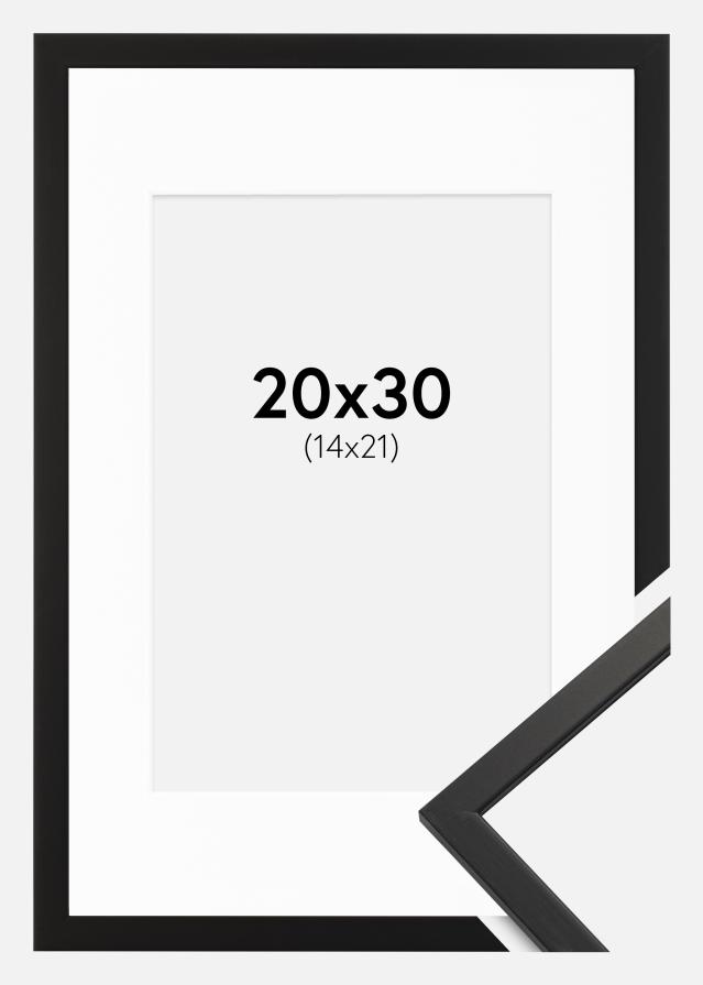 Moldura Edsbyn Preto 20x30 cm - Passe-partout Branco 15x22 cm