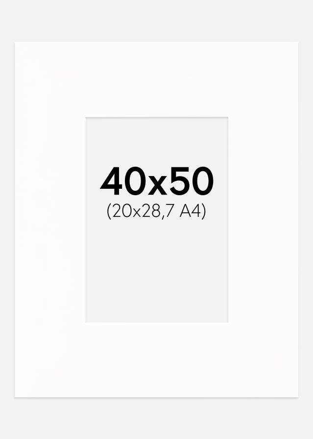 Passe-partout XL Branco (Bordo interior branco) 40x50 cm (20x28,7 - A4)