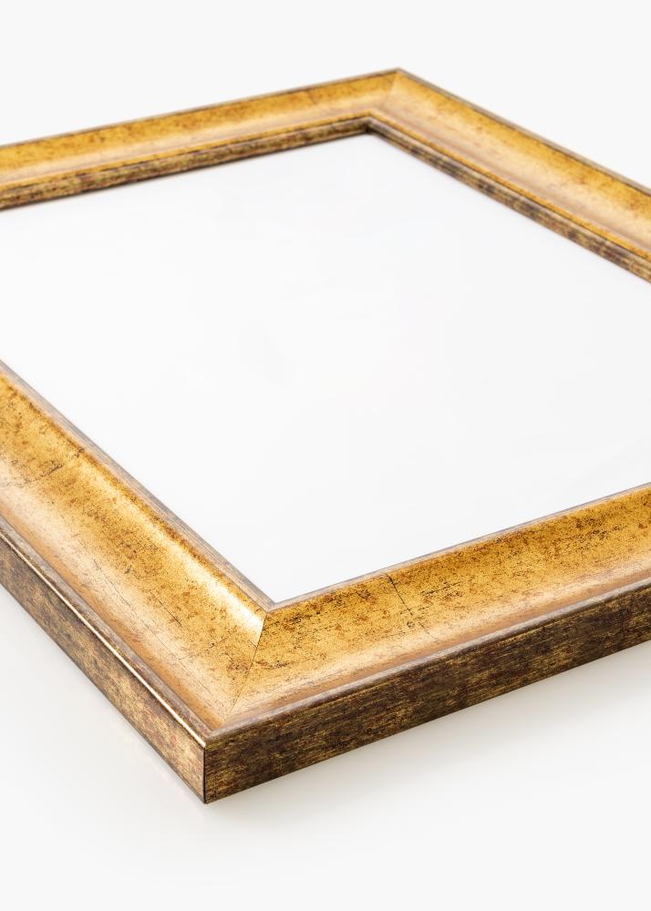 Moldura Saltsjöbaden Dourado 35x50 cm - Passe-partout Branco 25x35 cm