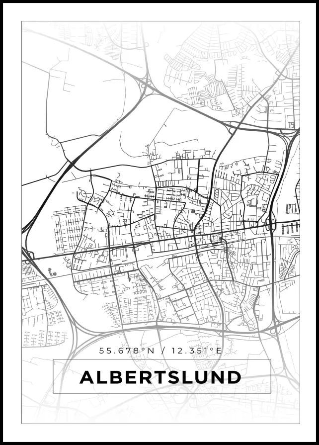 Mapa - Albertslund - Cartaz Branco